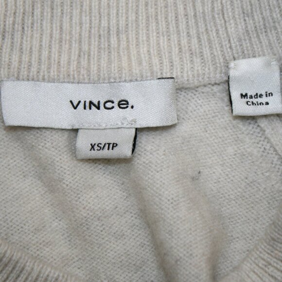 VINCE Sweater Cashmere Wool Blend Short Raglan Sleeve Sand Off White X-Small - Picture 4 of 11